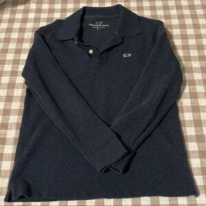 Vineyard Vines Kids Navy Long Sleeve Polo